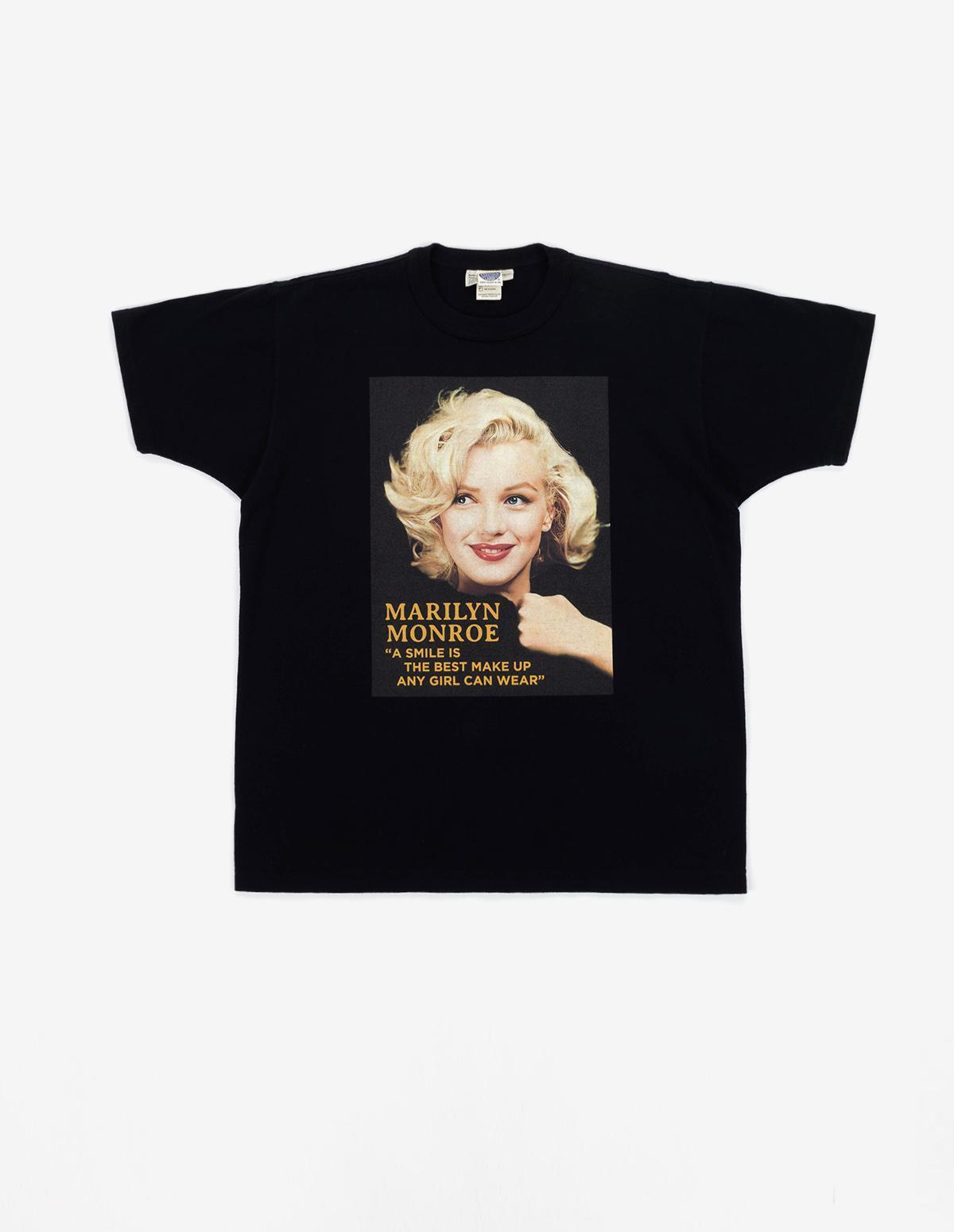 TMC2313 MARILYN MONROE TEE &quot;A SMILE IS THE BEST MAKE UP&quot; (Black)