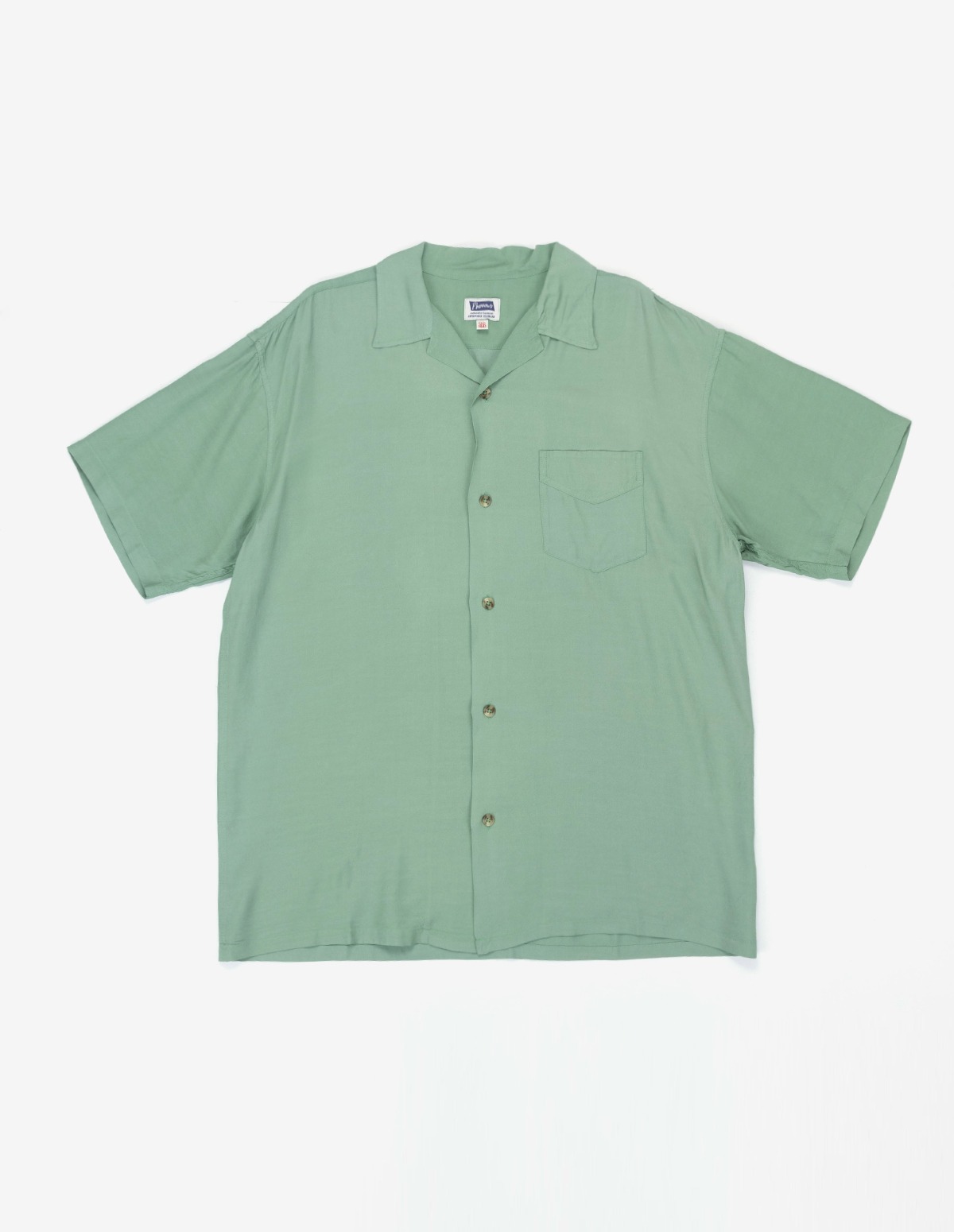 23S-PIS2 Open Collar Rayon Shirts (Green)