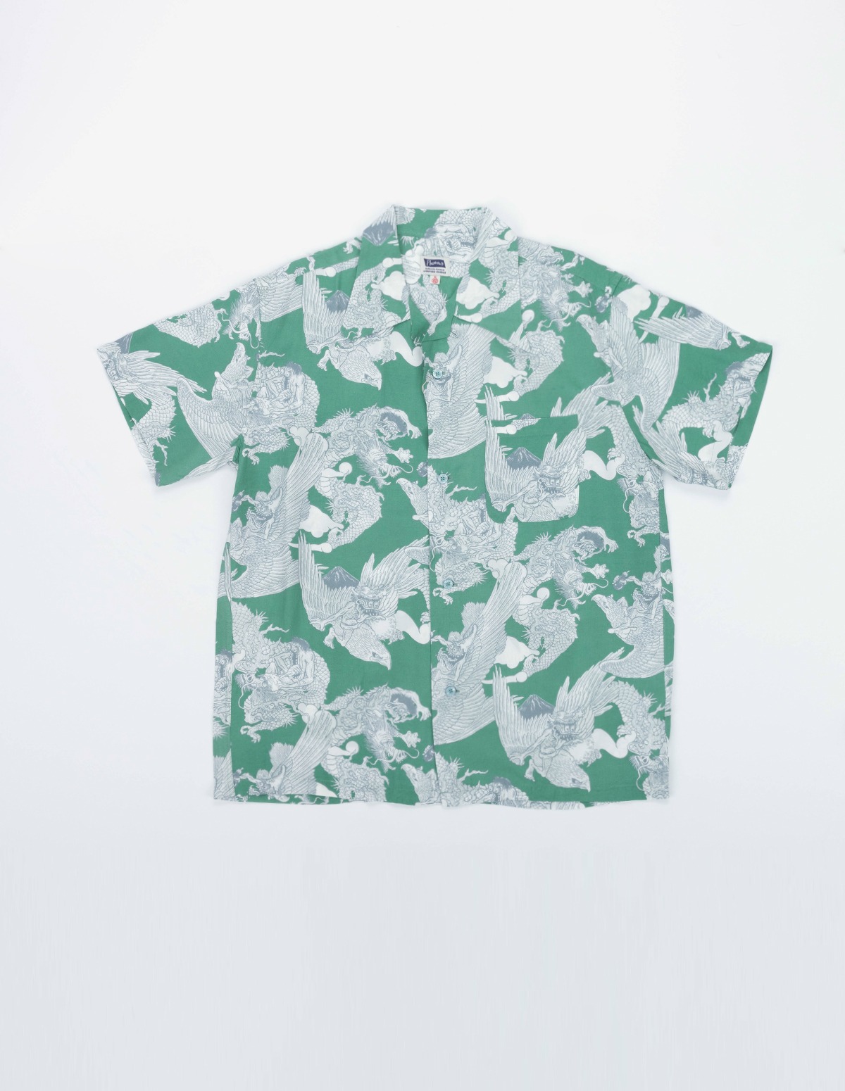 23S-THE SKIES MAD Hawaian Shirts (Green/Grey)