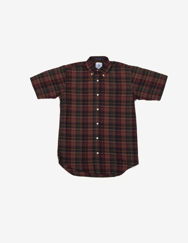 Madras Short Sleeve Shirt (Red/Brown/Green Tea/Stained)