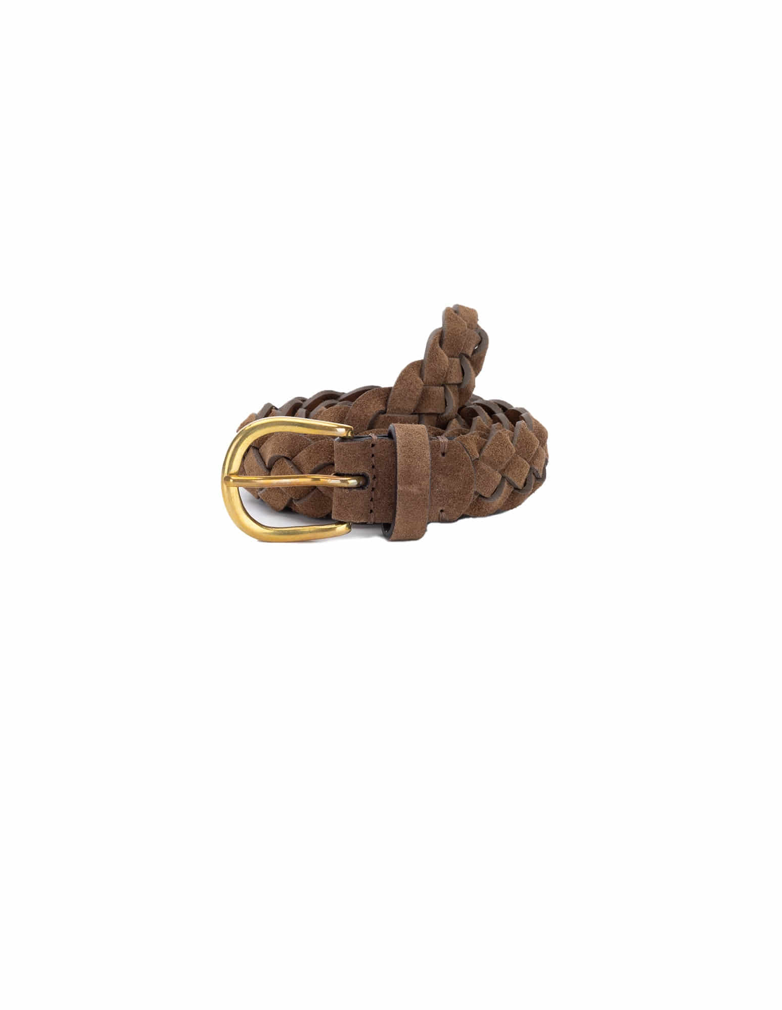 Suede Woven Brass Belt 25mm (Brown)