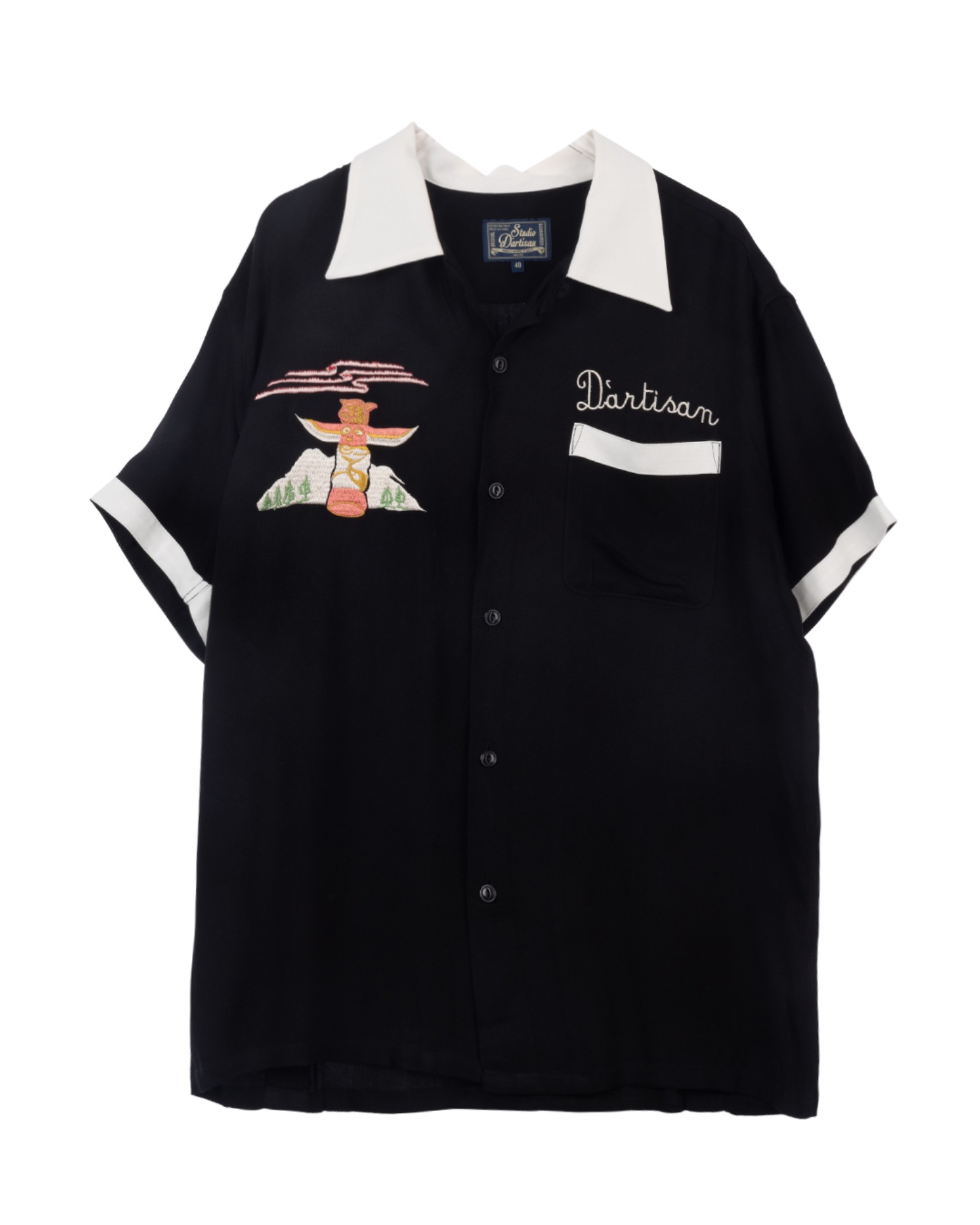 5710 Embroidered Bowling Shirt (Black)